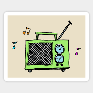 Classic Retro Radio in Cute Green Magnet